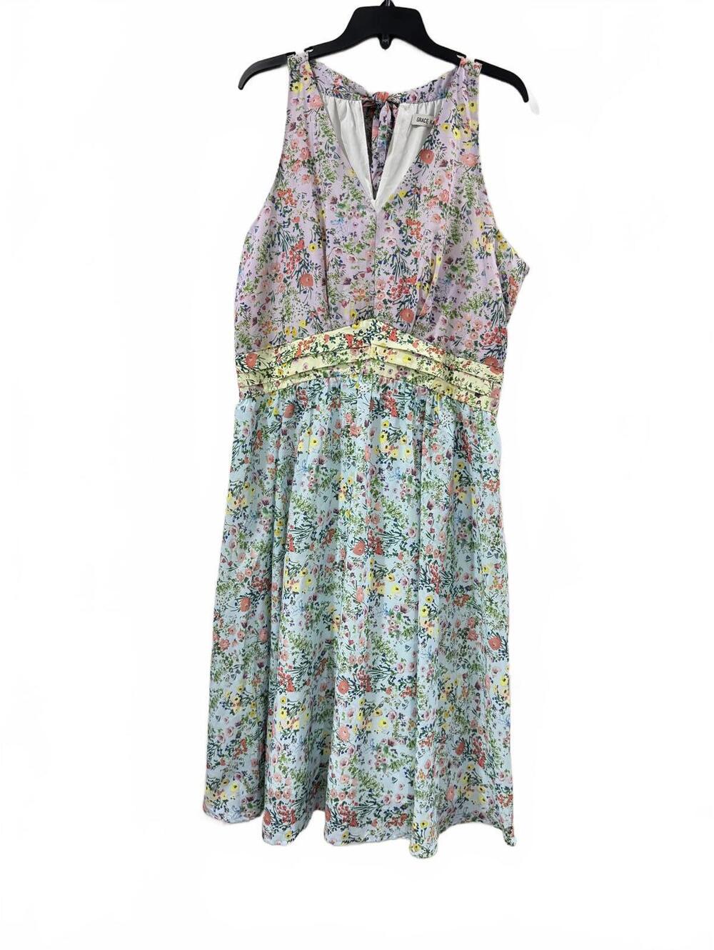 NWT Grace Karin Spring Boho Floral Sundress Summer Knee Length Dress- Size 2XL - Picture 2 of 9